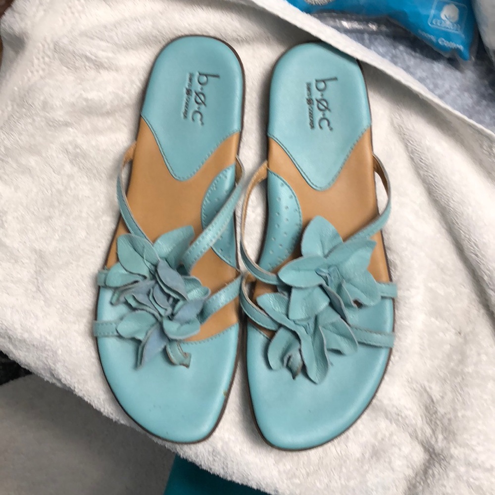 Fun turquoise flip flops, leather, S 39 (9)